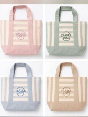 Striped Canvas Tote Bag - Pink